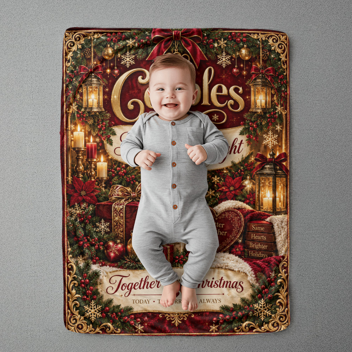 Couples Christmas Sherpa Fleece Blanket – Romantic Holiday Gift