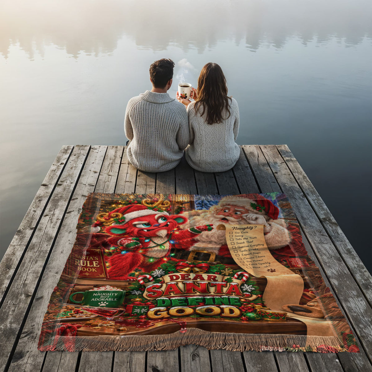 Dear Santa, Define Good Funny Christmas Woven Throw Blanket – Naughty List Holiday Gift