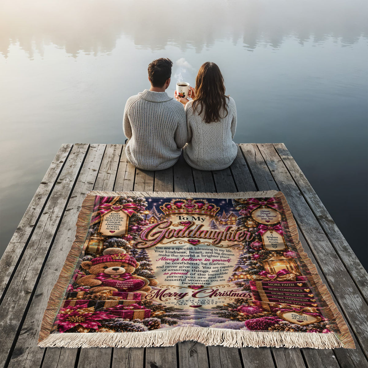 To My Goddaughter Christmas Woven Blanket – Heartfelt Holiday Keepsake Gift for Goddaughter
