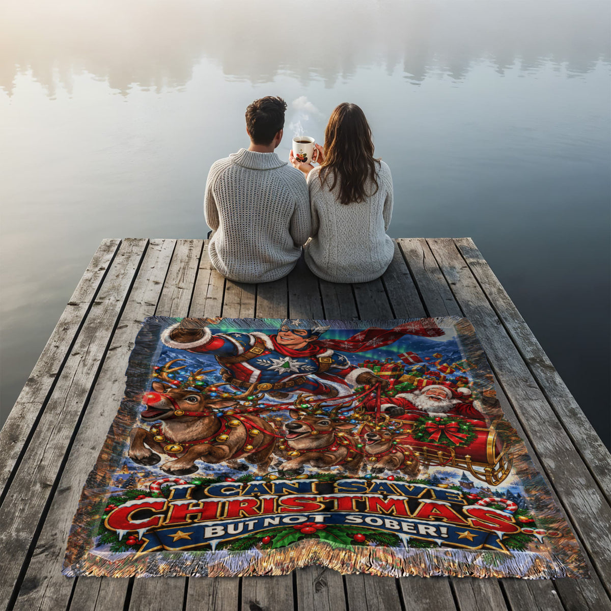 I Can Save Christmas, But Not Sober Funny Christmas Woven Throw Blanket – Adult Holiday Gift
