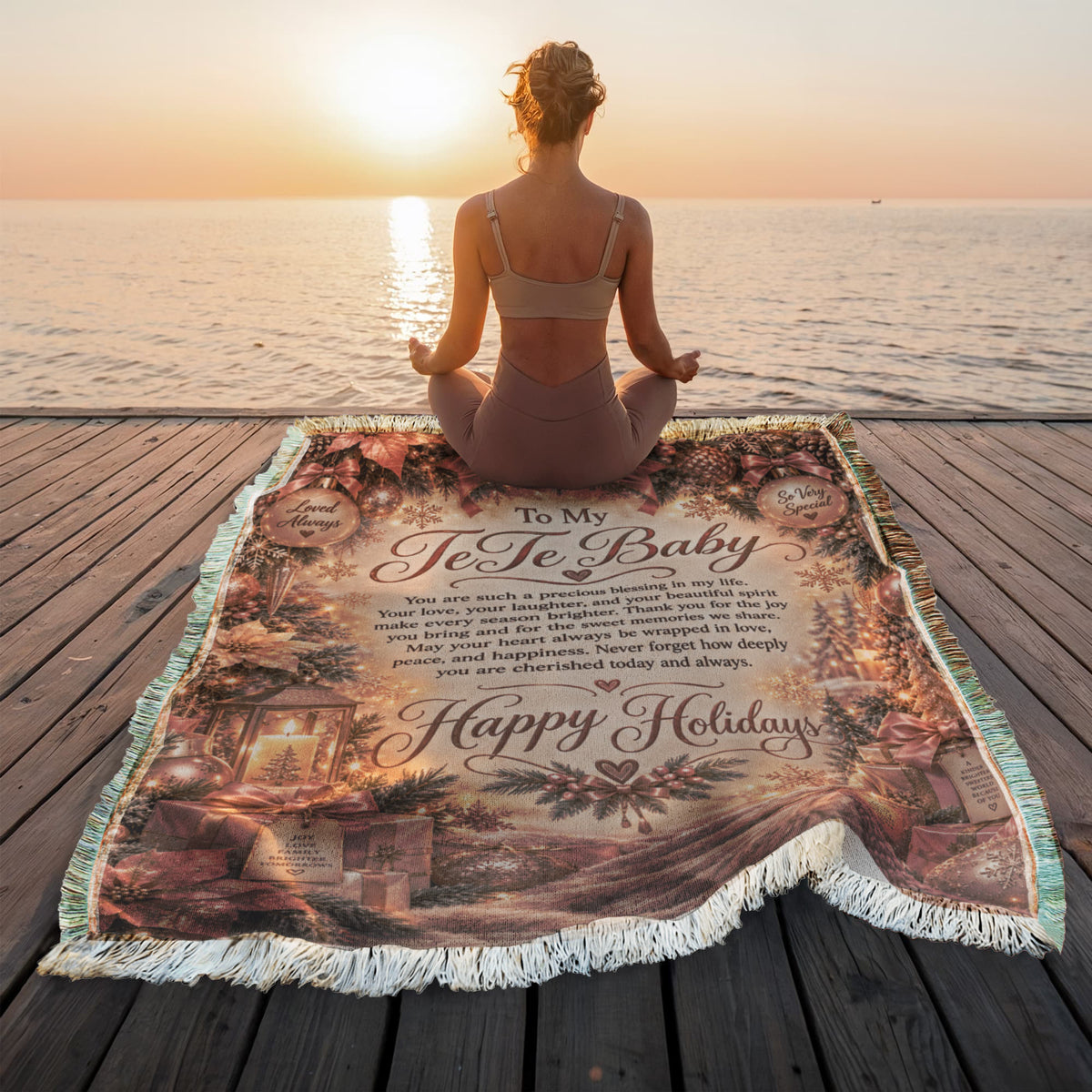 Te Te Baby Happy Holidays Printed Woven Blanket – Heartfelt Christmas Keepsake Gift