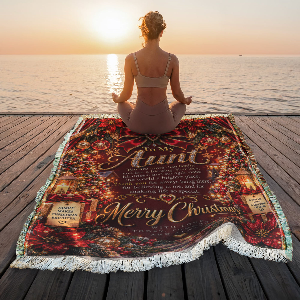 Aunt Merry Christmas Woven Blanket – Sentimental Christmas Keepsake Gift for Aunt