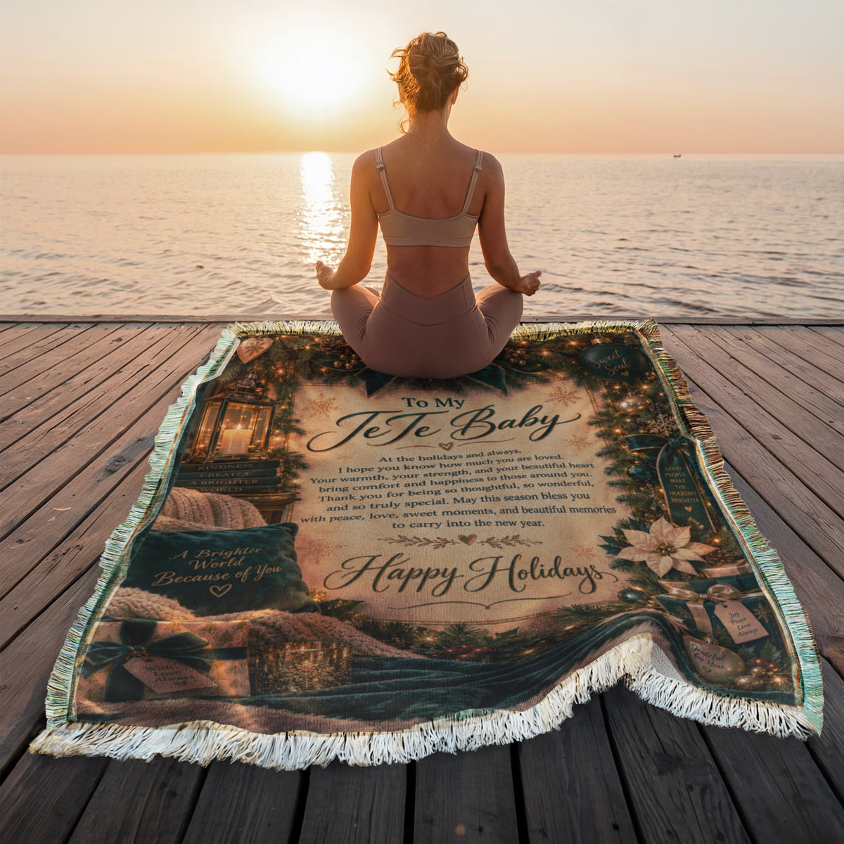 Te Te Baby Happy Holidays Printed Green Woven Blanket – Heartfelt Christmas Keepsake Gift