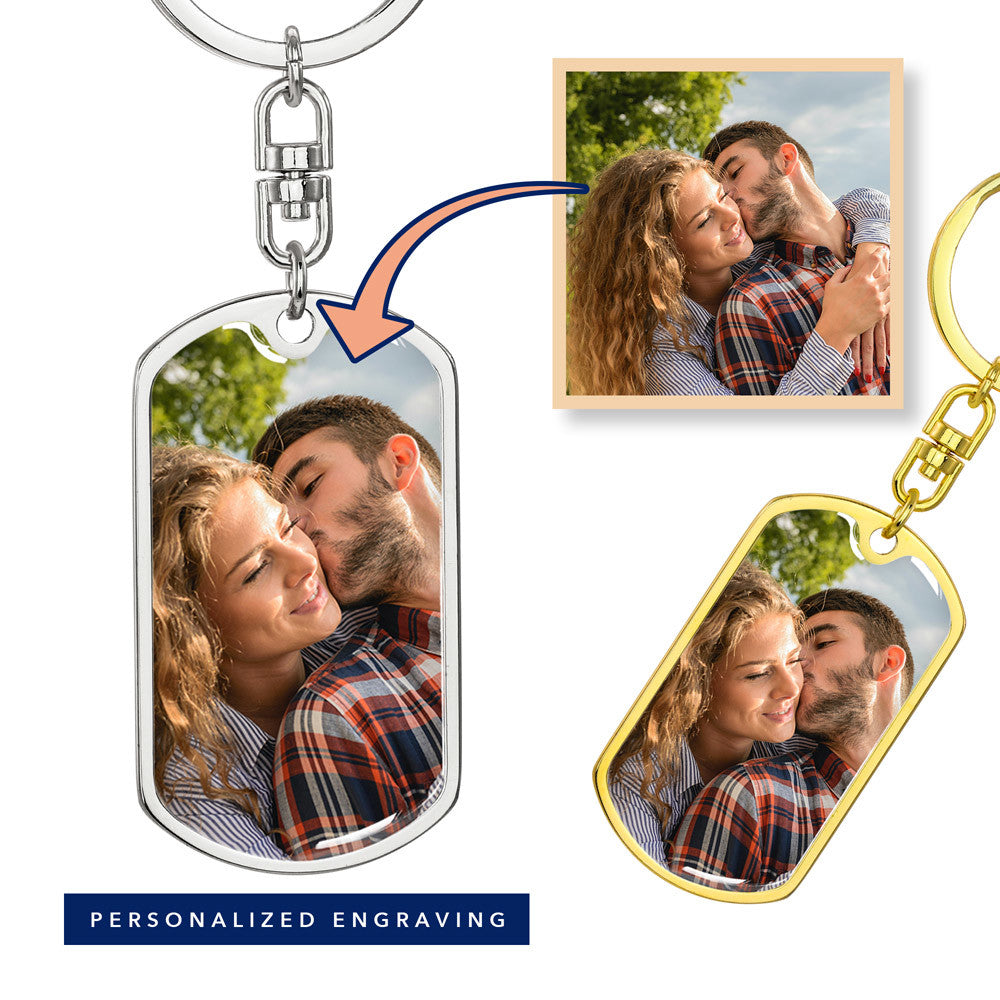 Happy Holidays Personalized Dog Tag Keychain – Custom Photo Gift