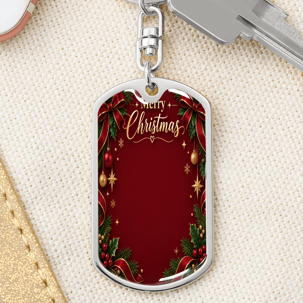 Merry Christmas Personalized Photo Dog Tag Necklace – Custom Picture Necklace