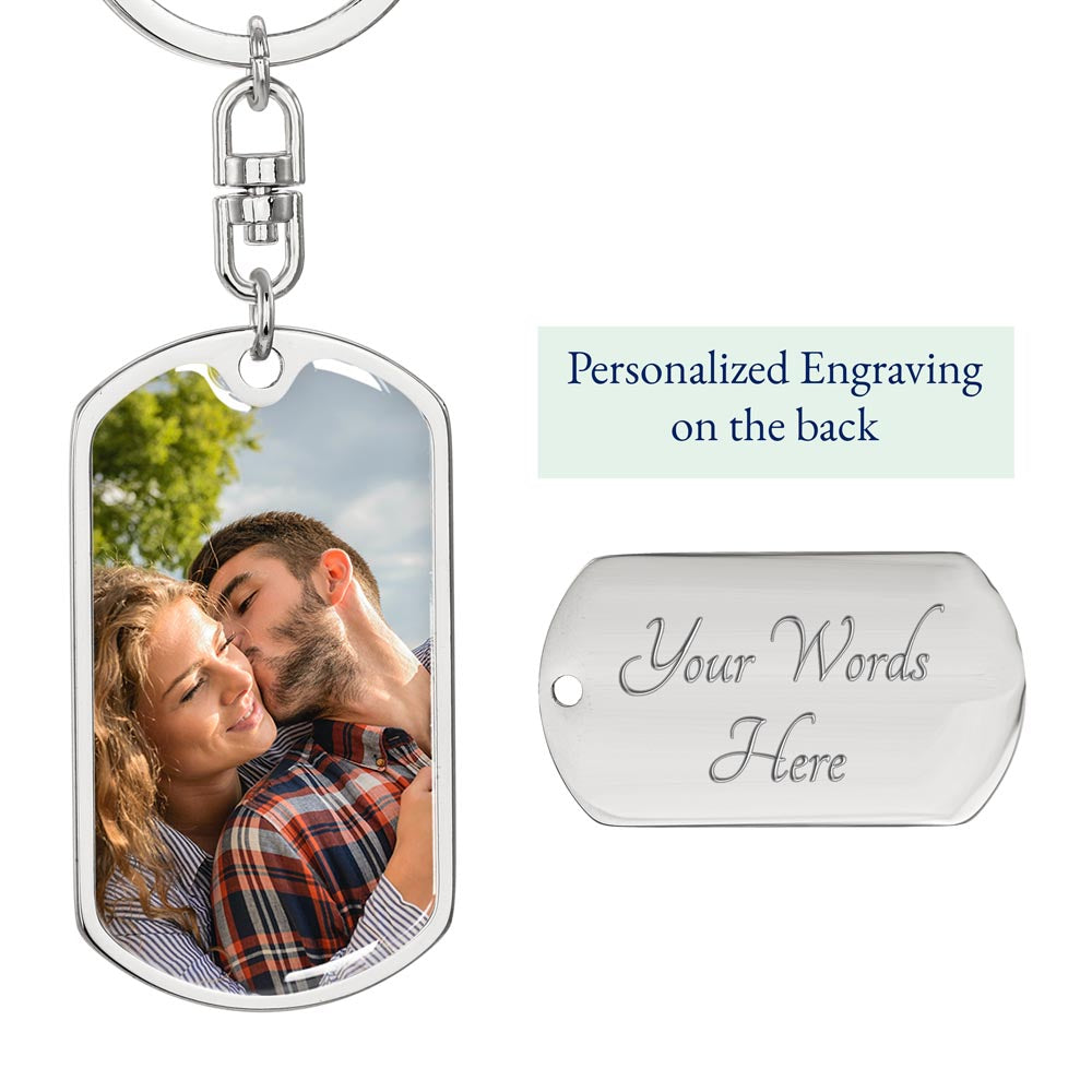Happy Holidays Personalized Dog Tag Keychain – Custom Photo Gift