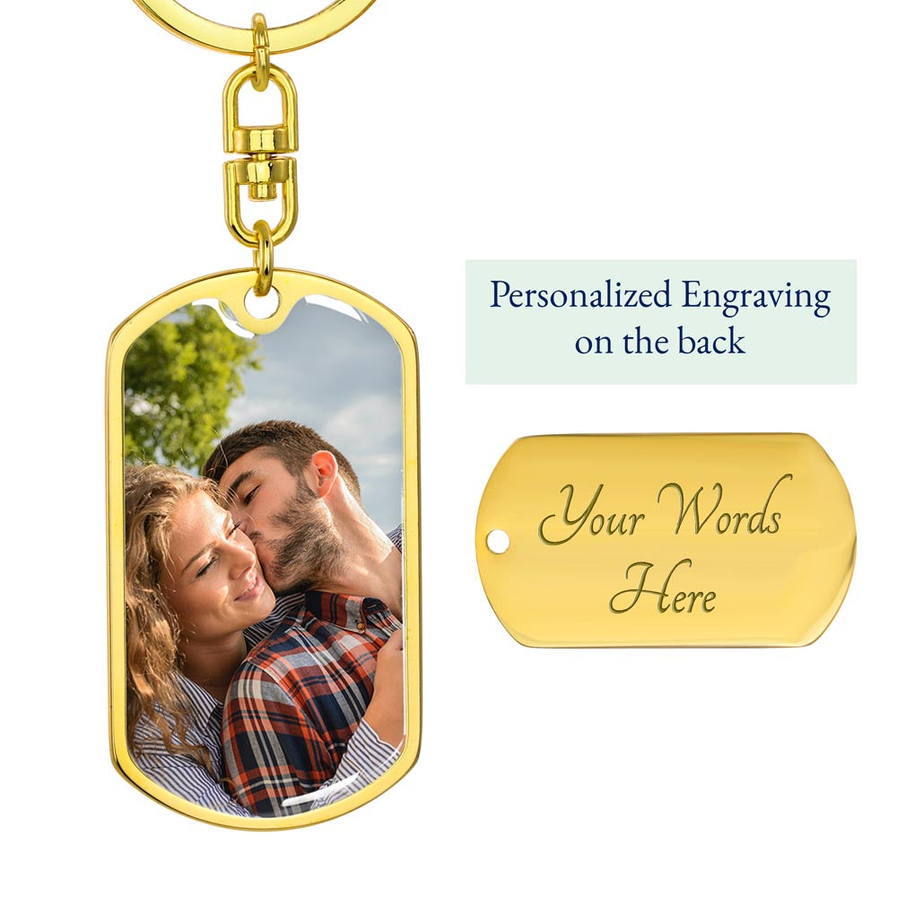 Happy Holidays Personalized Dog Tag Keychain – Custom Photo Gift