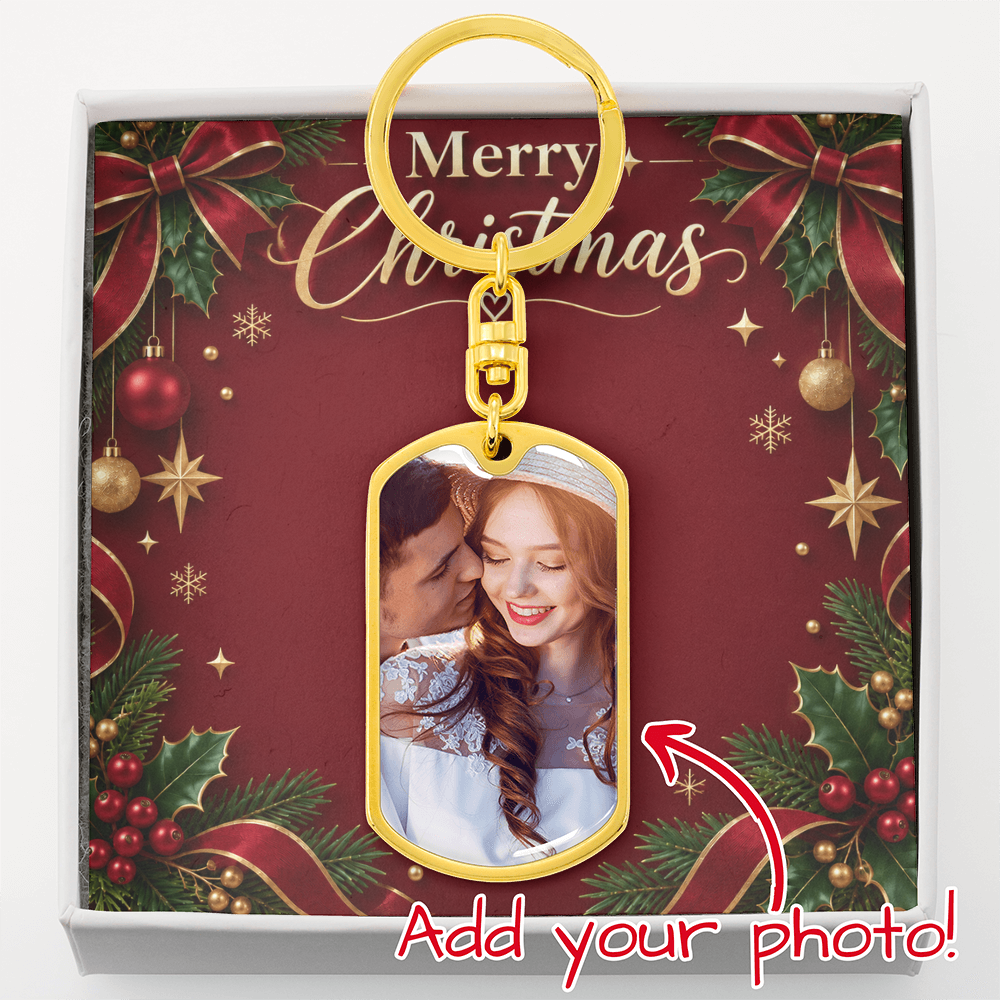 Merry Christmas Personalized Photo Dog Tag Necklace – Custom Picture Necklace