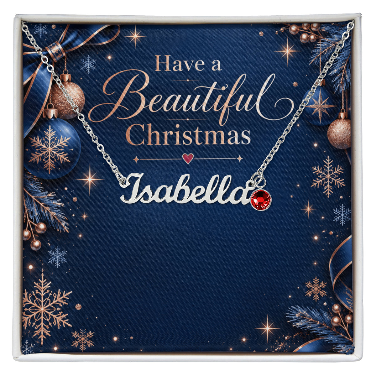 Custom Birthstone Necklace with Name – Personalized Beautiful Christmas Jewelry Gift for Her
