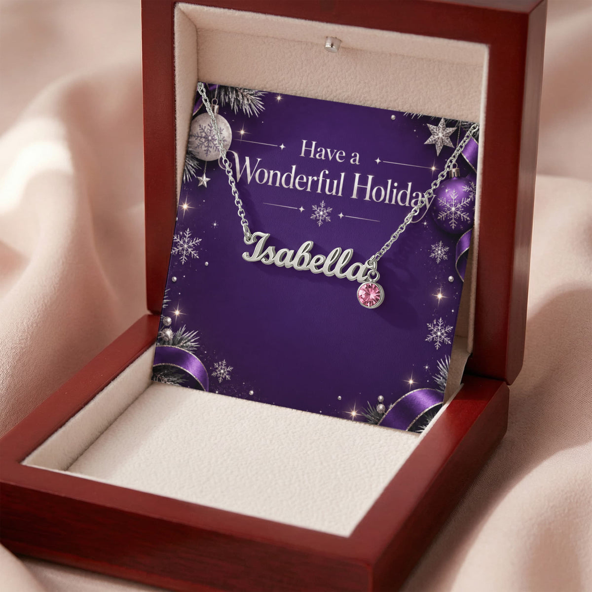 Personalized Birthstone Name Necklace – Custom Pendant Wonderful Holiday Gift