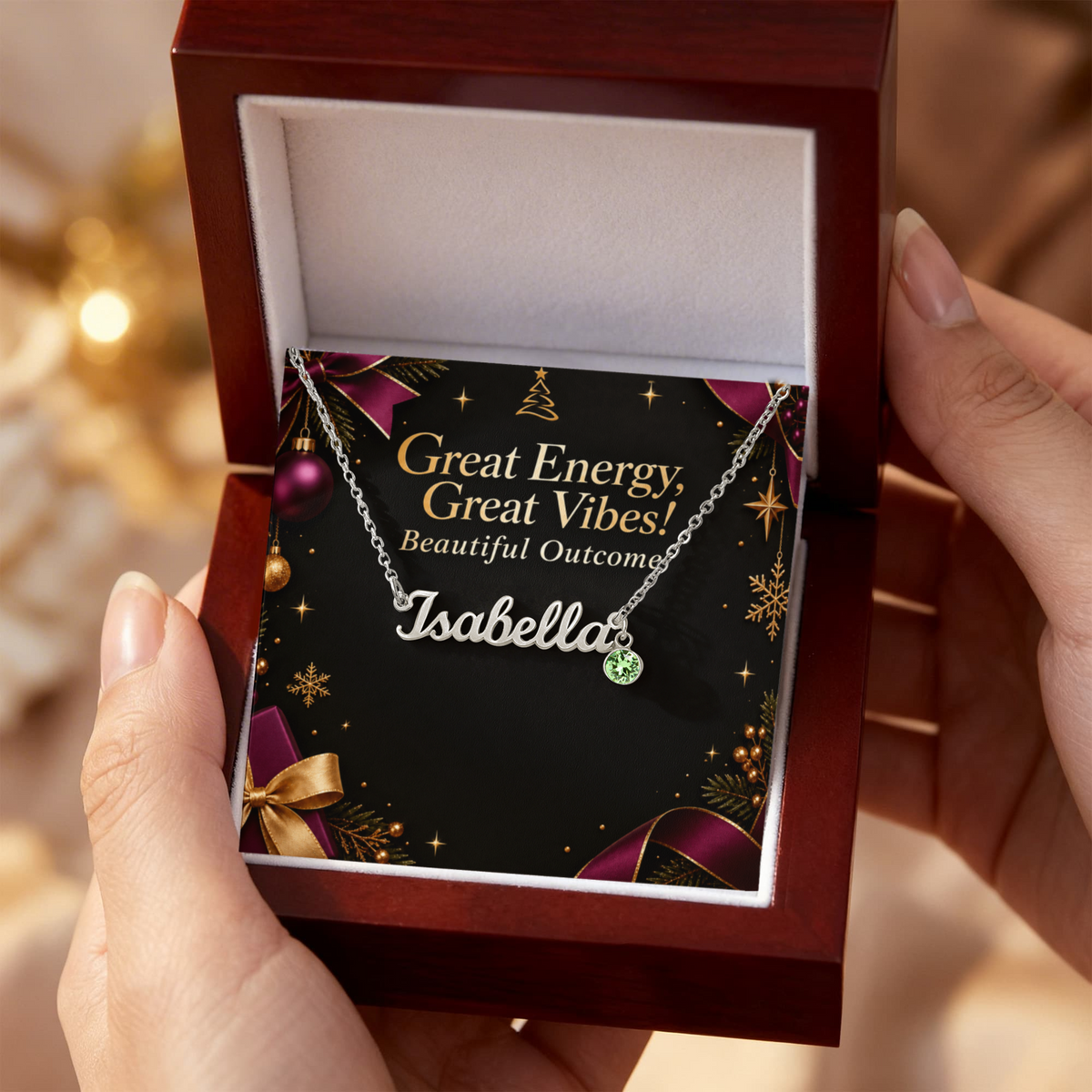 Personalized Name & Birthstone Necklace – Meaningful Custom Christmas Jewelry Gift