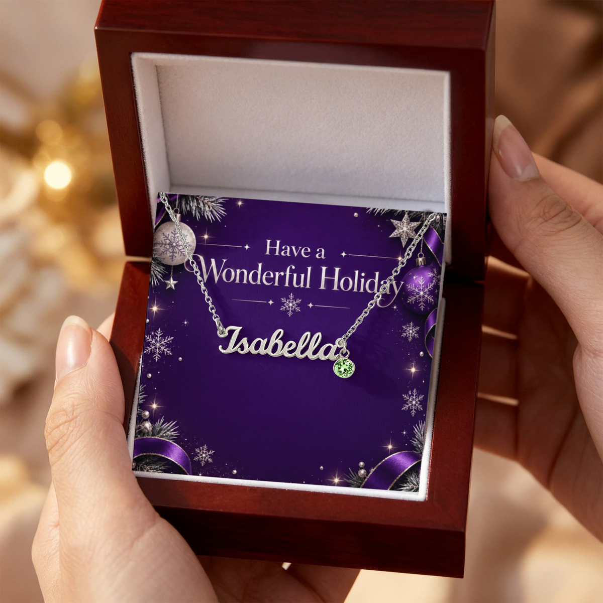 Personalized Birthstone Name Necklace – Custom Pendant Wonderful Holiday Gift