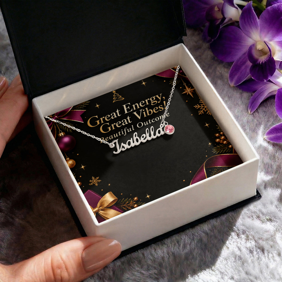 Personalized Name & Birthstone Necklace – Meaningful Custom Christmas Jewelry Gift