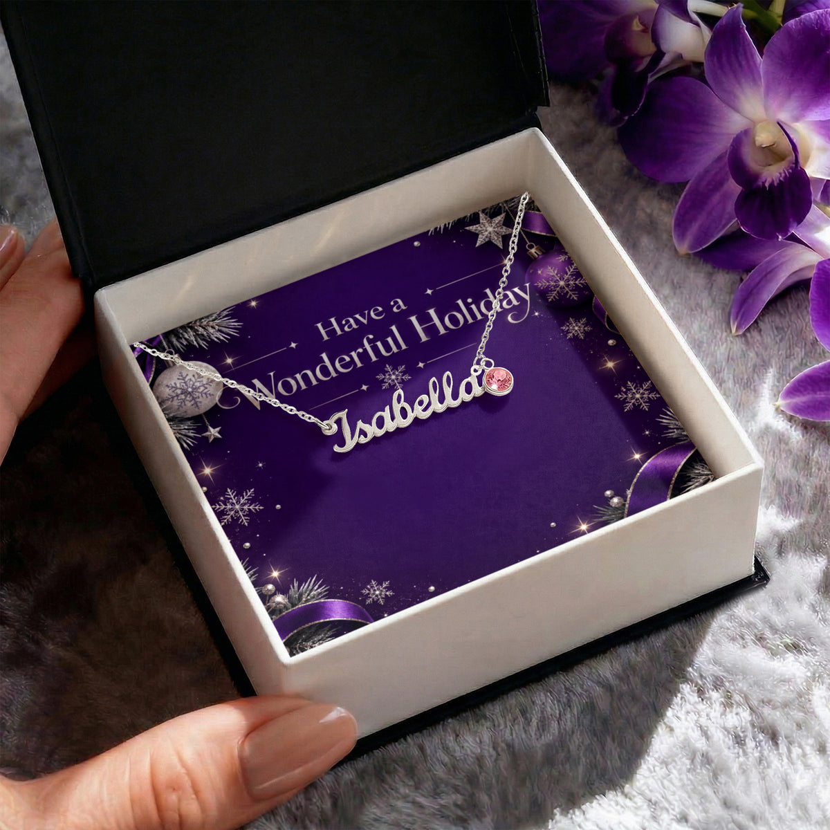 Personalized Birthstone Name Necklace – Custom Pendant Wonderful Holiday Gift