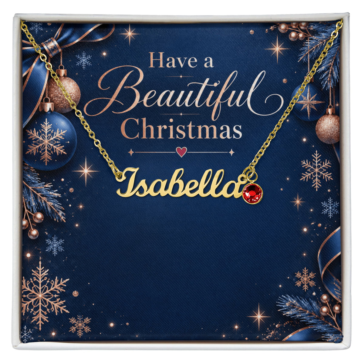 Custom Birthstone Necklace with Name – Personalized Beautiful Christmas Jewelry Gift for Her
