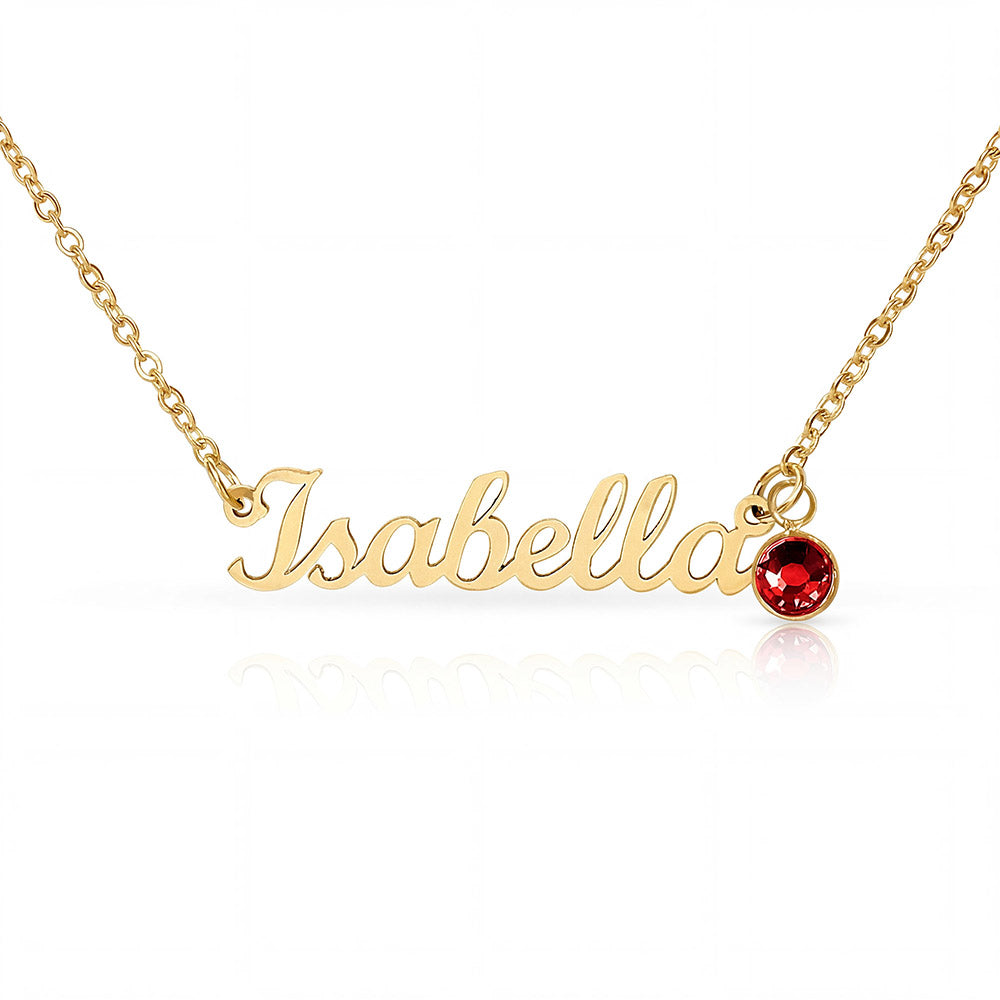Personalized Name Necklace with Birthstone – Merry Christmas Custom Jewelry Gift for Her