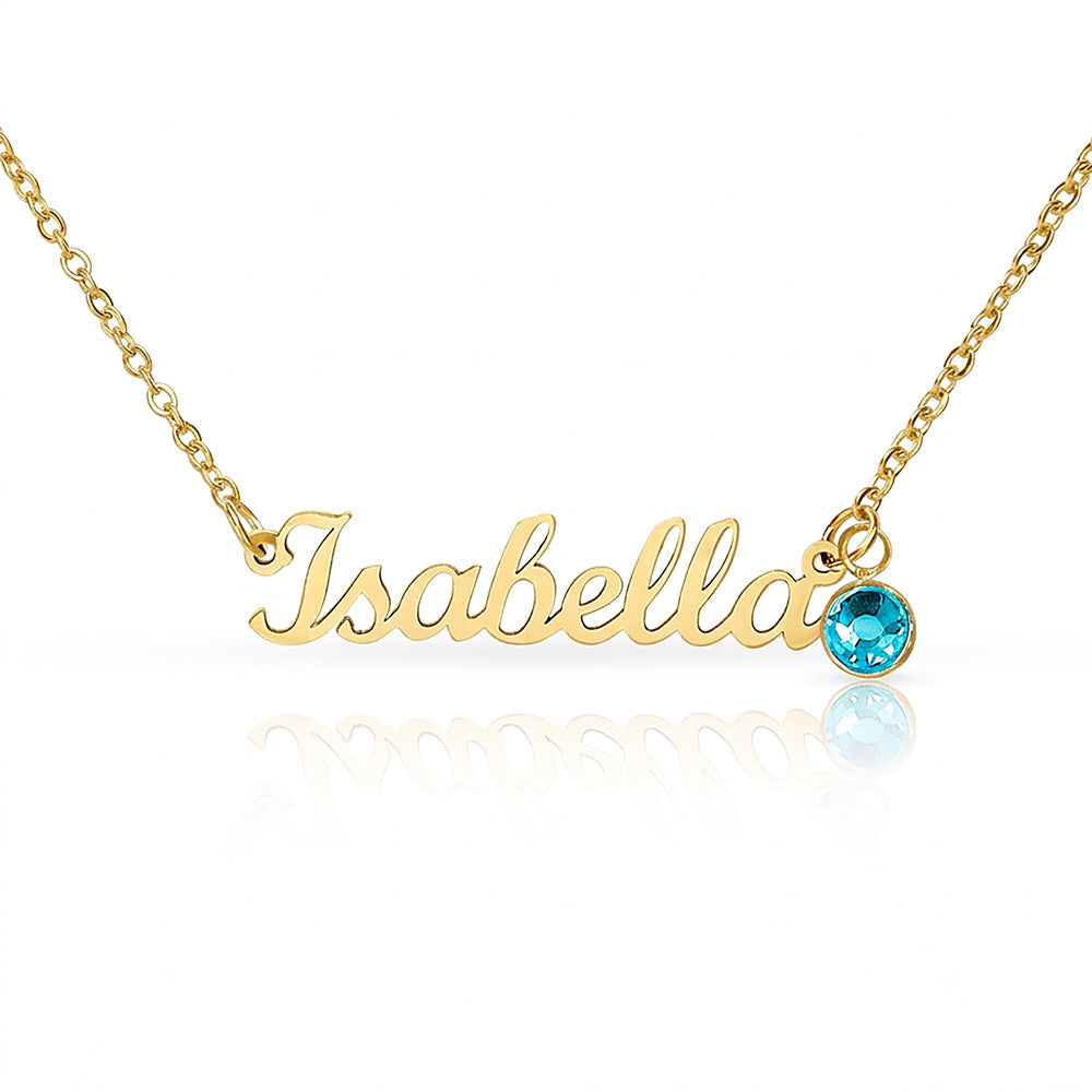 Personalized Name Necklace with Birthstone – Merry Christmas Custom Jewelry Gift for Her