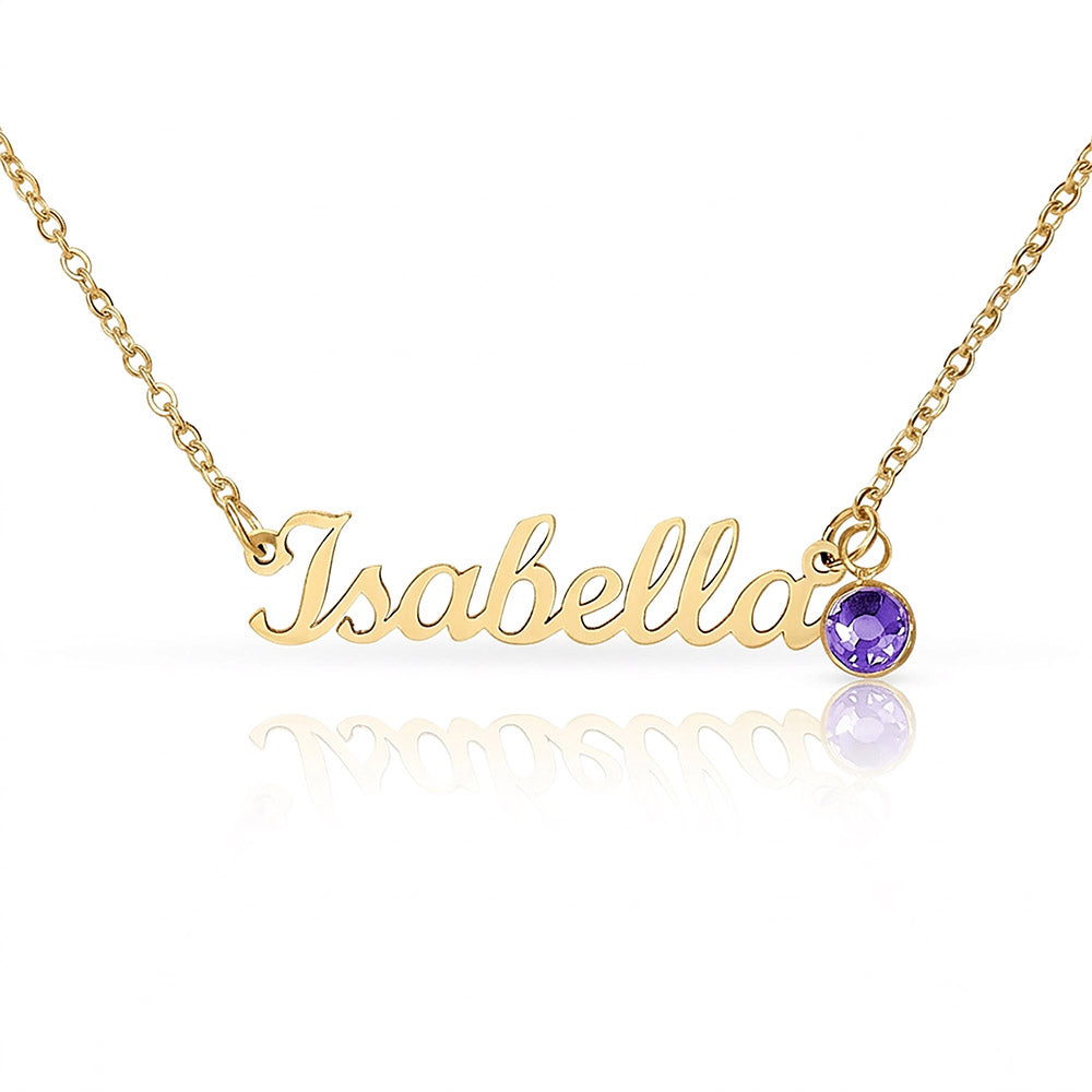 Personalized Name Necklace with Birthstone – Merry Christmas Custom Jewelry Gift for Her