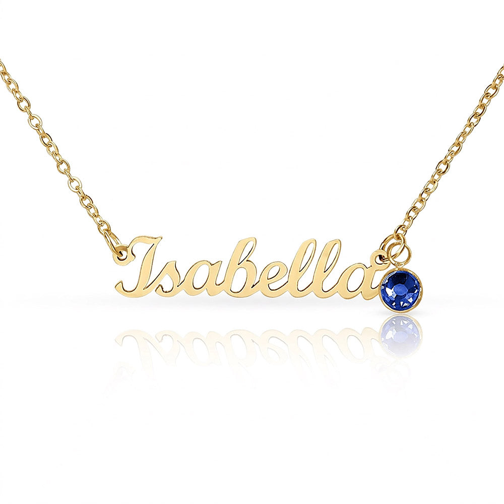 Personalized Name Necklace with Birthstone – Merry Christmas Custom Jewelry Gift for Her