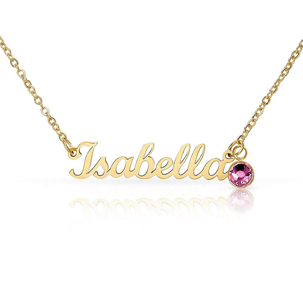 Personalized Name Necklace with Birthstone – Merry Christmas Custom Jewelry Gift for Her