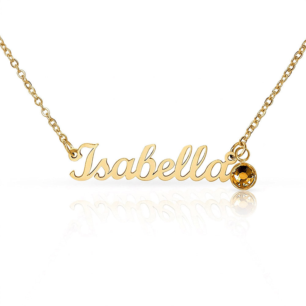 Personalized Name Necklace with Birthstone – Merry Christmas Custom Jewelry Gift for Her