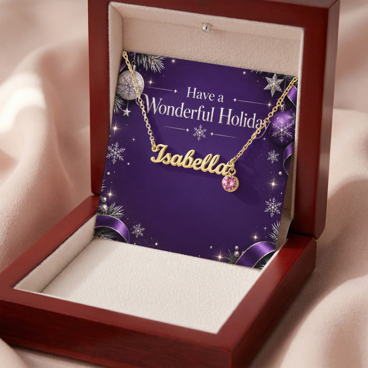 Personalized Birthstone Name Necklace – Custom Pendant Wonderful Holiday Gift