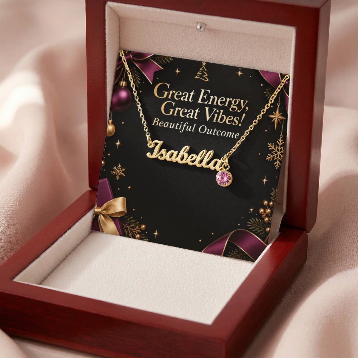 Personalized Name & Birthstone Necklace – Meaningful Custom Christmas Jewelry Gift