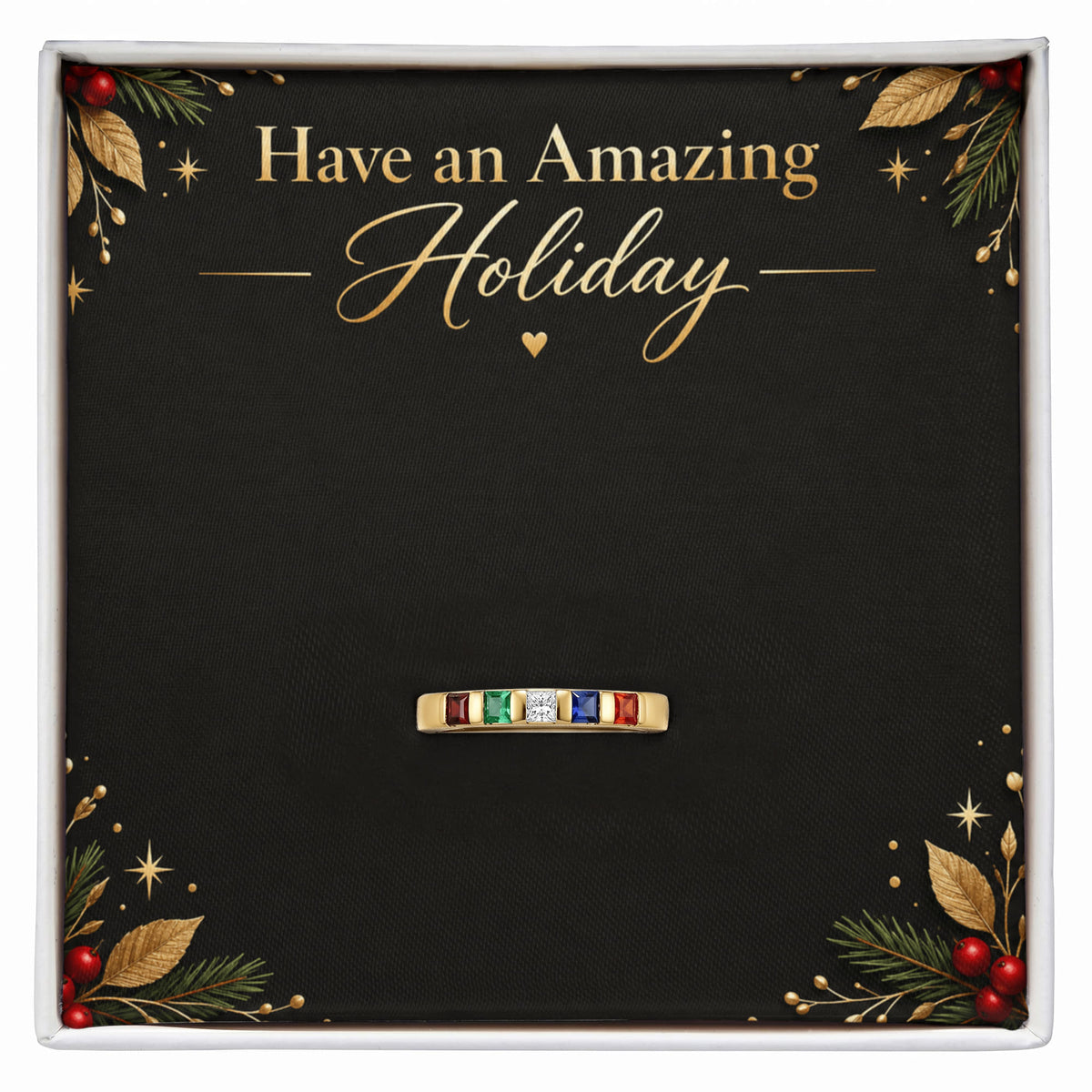 Have an Amazing Holiday Birthstone Ring – Personalized Stackable Ring Christmas Gift for Her