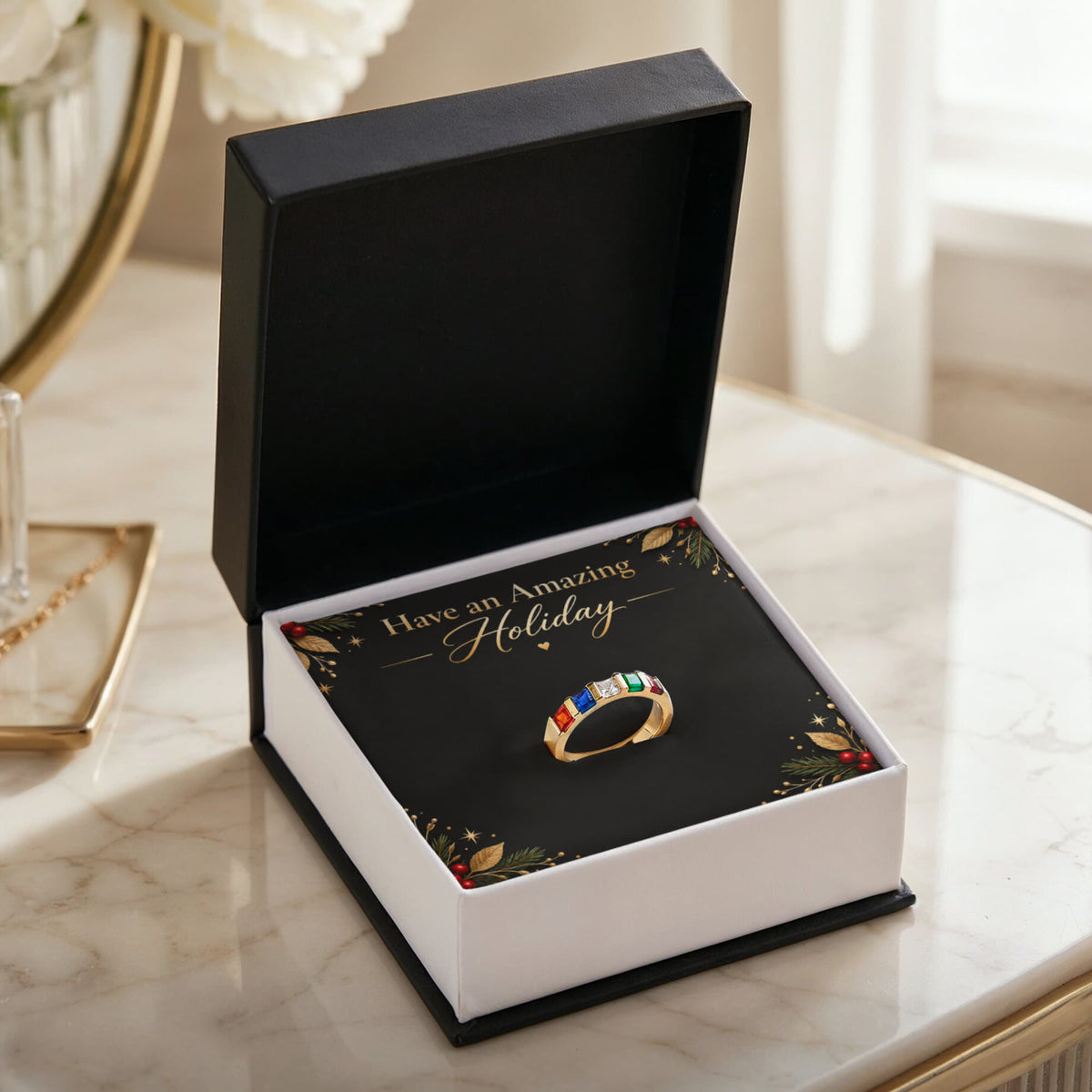 Have an Amazing Holiday Birthstone Ring – Personalized Stackable Ring Christmas Gift for Her