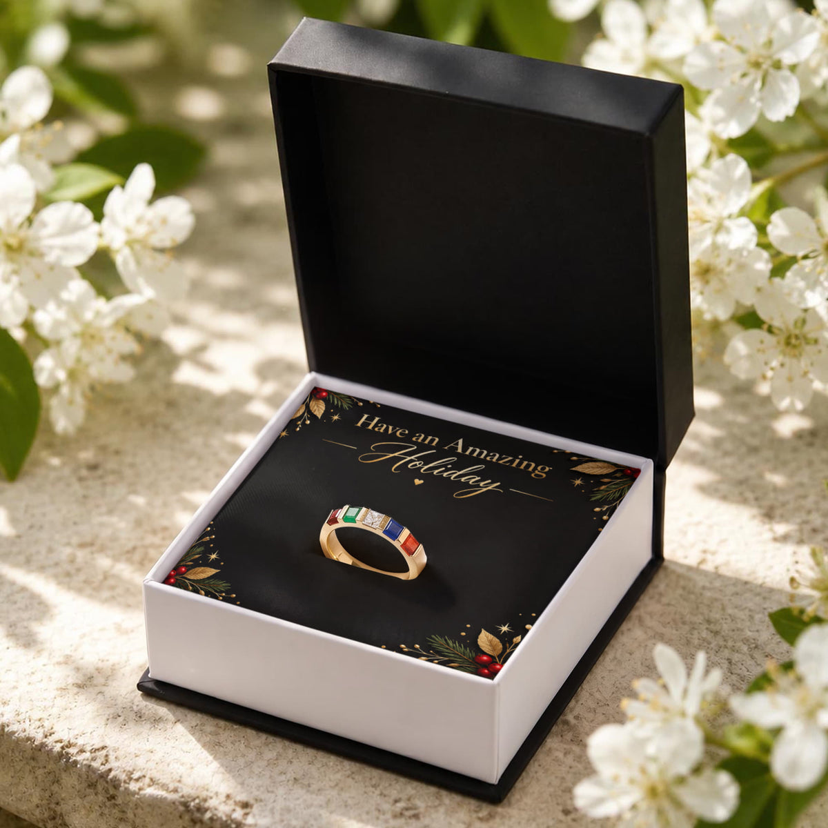 Have an Amazing Holiday Birthstone Ring – Personalized Stackable Ring Christmas Gift for Her