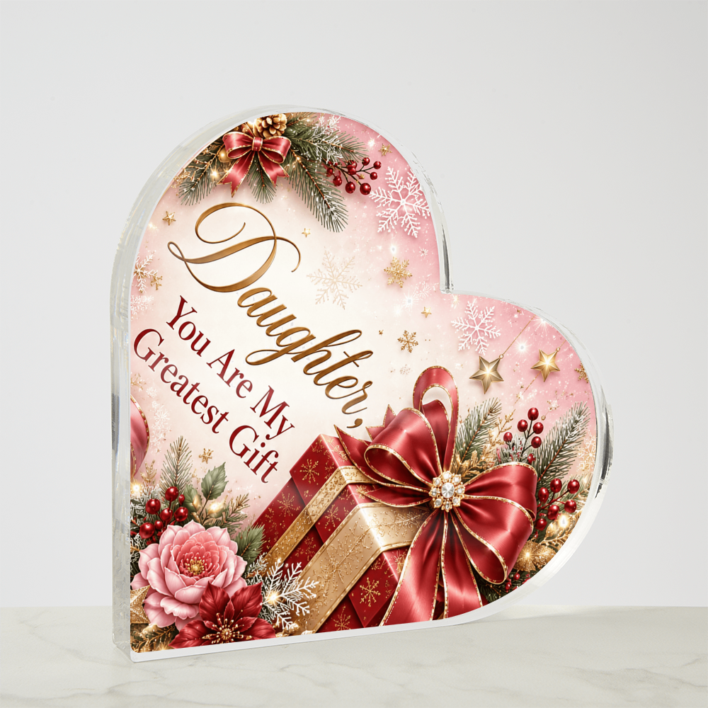 Daughter You Are My Greatest Gift Printed Heart Acrylic Block - Sentimental Christmas Gift for Daughter