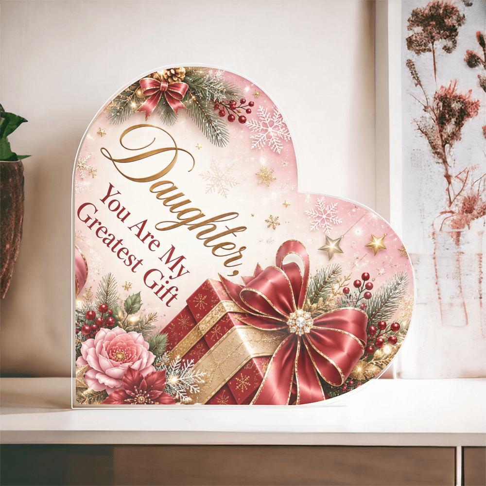 Daughter You Are My Greatest Gift Printed Heart Acrylic Block - Sentimental Christmas Gift for Daughter