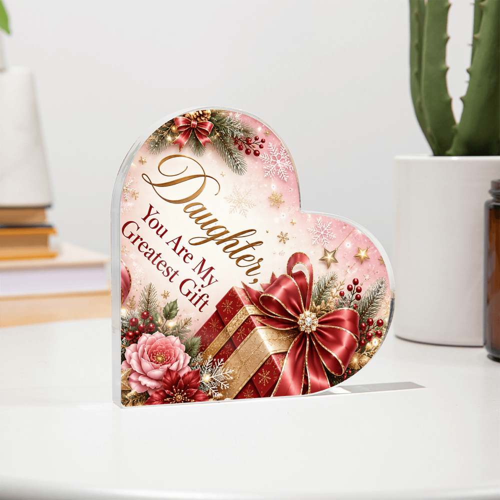 Daughter You Are My Greatest Gift Printed Heart Acrylic Block - Sentimental Christmas Gift for Daughter