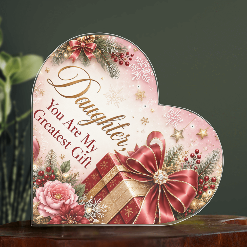 Daughter You Are My Greatest Gift Printed Heart Acrylic Block - Sentimental Christmas Gift for Daughter