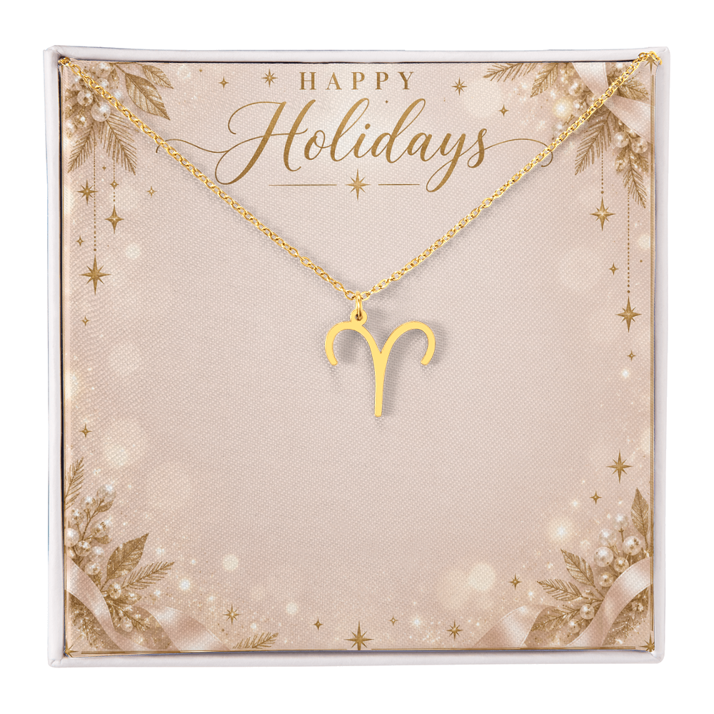 Zodiac Sign Necklace Holiday Gift – Astrology Pendant with Happy Holidays Message Card