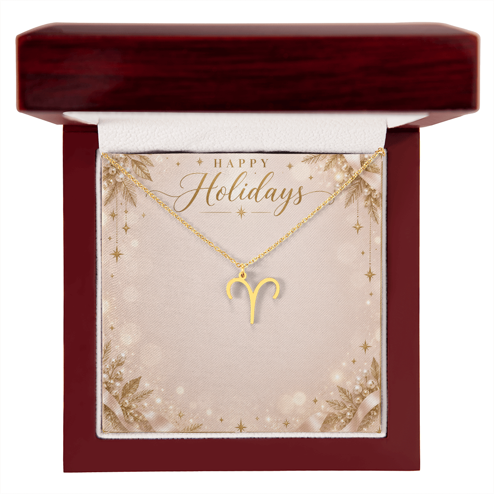 Zodiac Sign Necklace Holiday Gift – Astrology Pendant with Happy Holidays Message Card