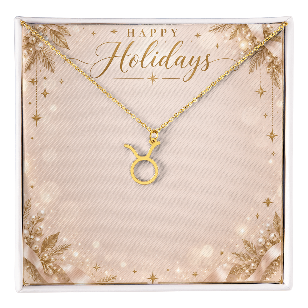 Zodiac Sign Necklace Holiday Gift – Astrology Pendant with Happy Holidays Message Card