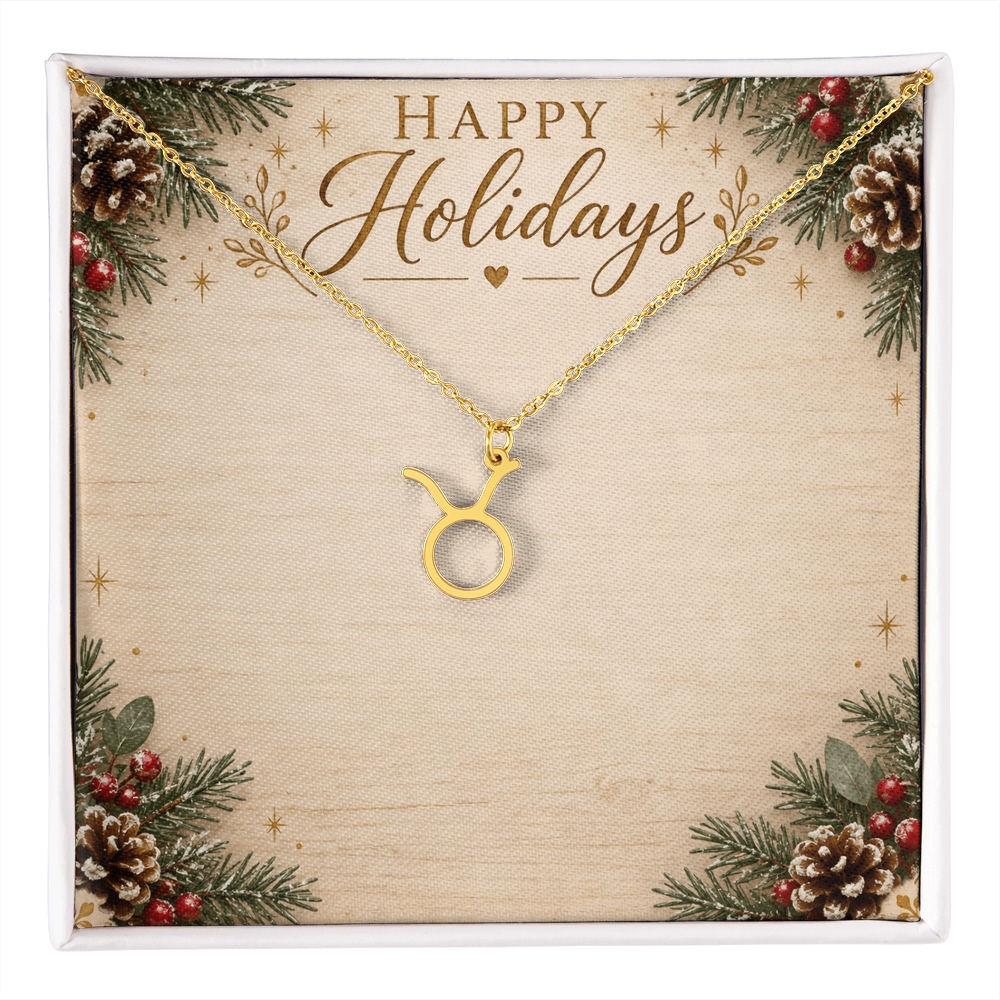 Zodiac Pendant Holiday Gift - Happy Holidays Astrology Necklace with Luxury Message Card