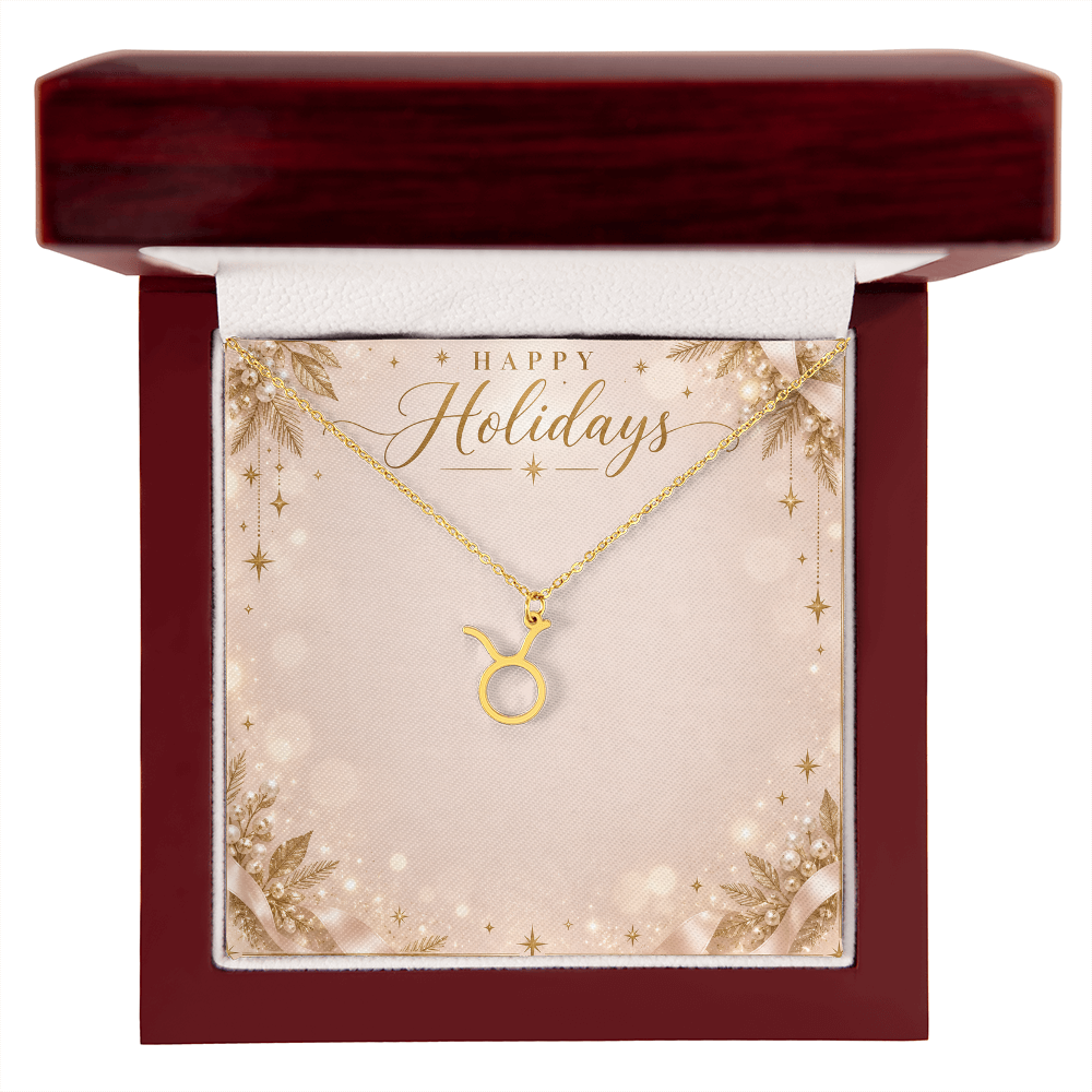 Zodiac Sign Necklace Holiday Gift – Astrology Pendant with Happy Holidays Message Card