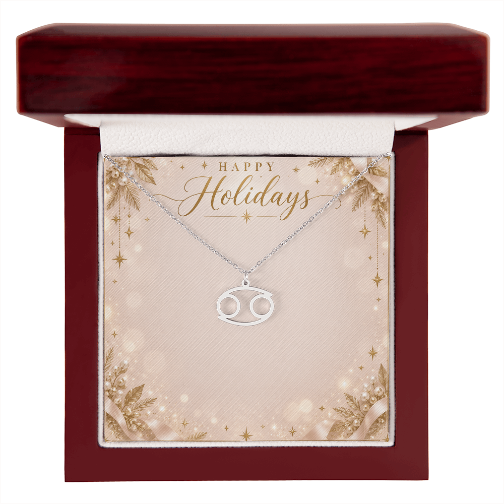 Zodiac Sign Necklace Holiday Gift – Astrology Pendant with Happy Holidays Message Card