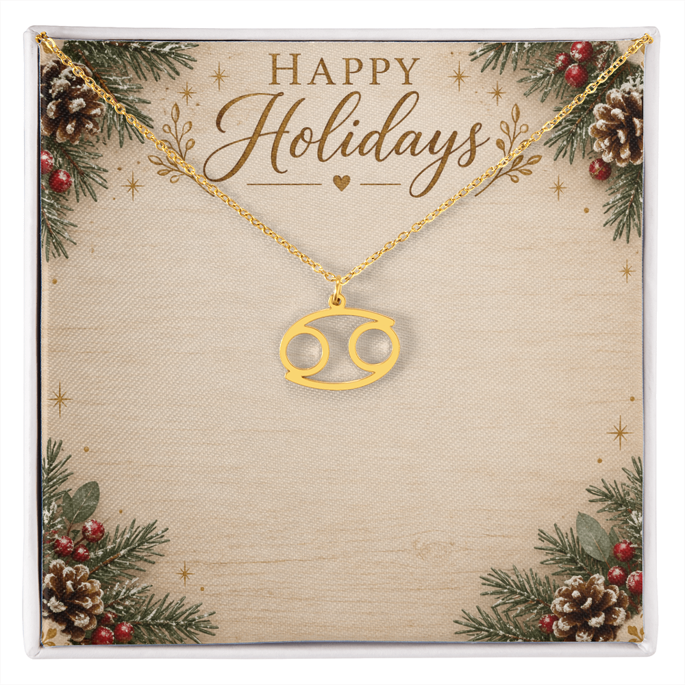 Zodiac Pendant Holiday Gift - Happy Holidays Astrology Necklace with Luxury Message Card