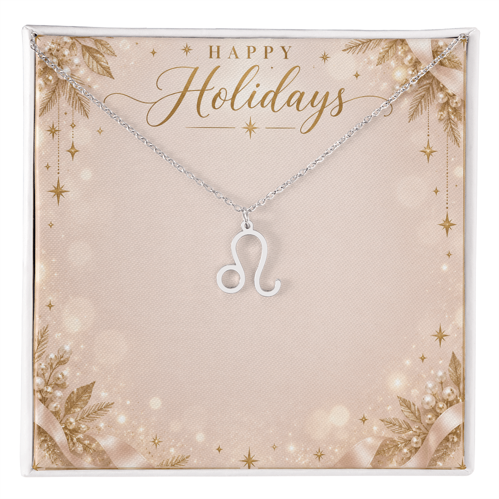 Zodiac Sign Necklace Holiday Gift – Astrology Pendant with Happy Holidays Message Card