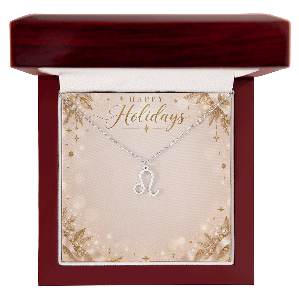 Zodiac Sign Necklace Holiday Gift – Astrology Pendant with Happy Holidays Message Card