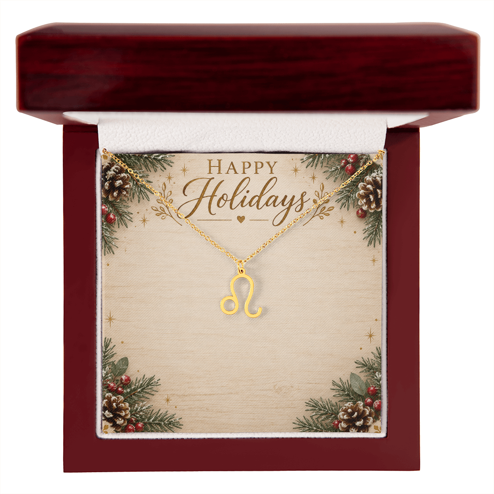 Zodiac Pendant Holiday Gift - Happy Holidays Astrology Necklace with Luxury Message Card