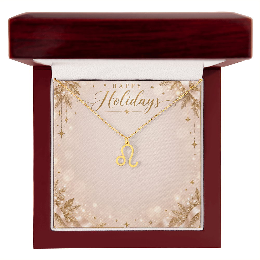 Zodiac Sign Necklace Holiday Gift – Astrology Pendant with Happy Holidays Message Card