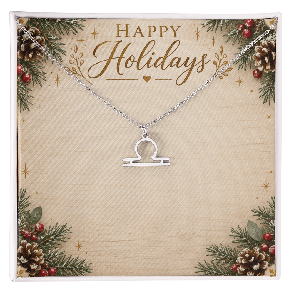 Zodiac Pendant Holiday Gift - Happy Holidays Astrology Necklace with Luxury Message Card