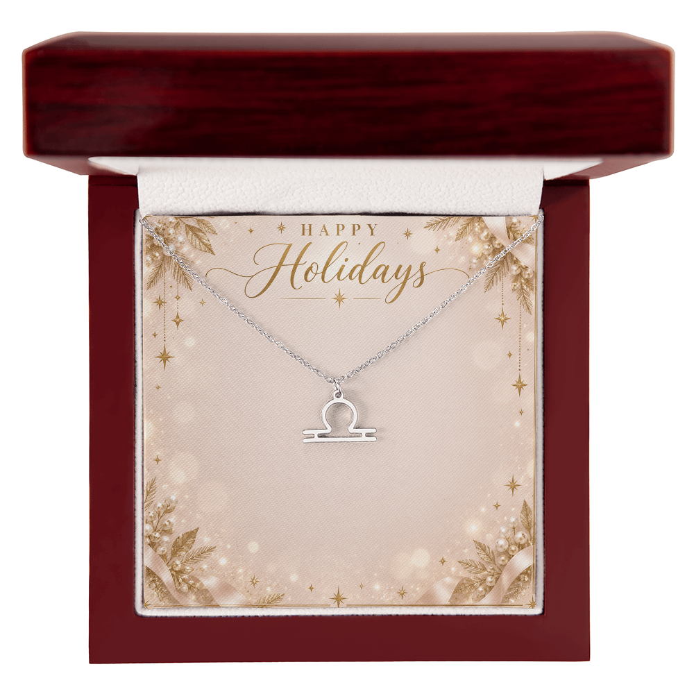 Zodiac Sign Necklace Holiday Gift – Astrology Pendant with Happy Holidays Message Card