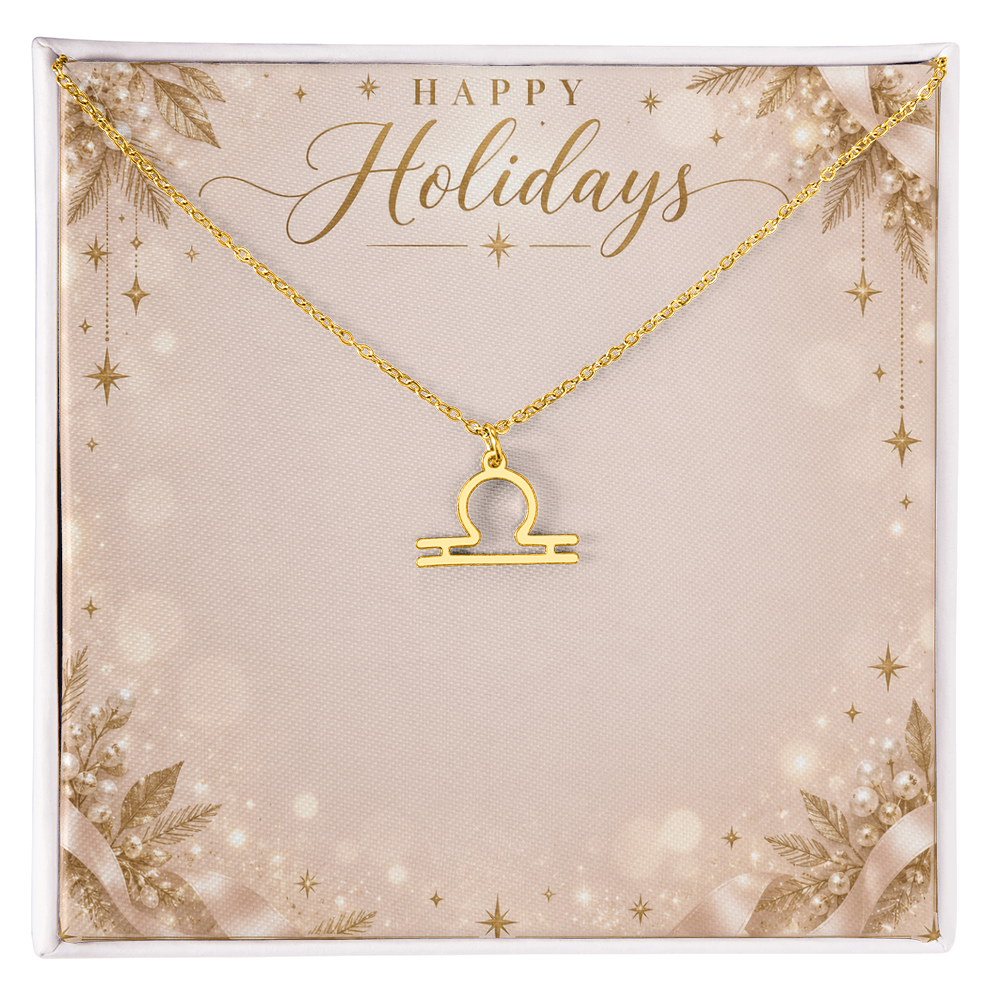 Zodiac Sign Necklace Holiday Gift – Astrology Pendant with Happy Holidays Message Card
