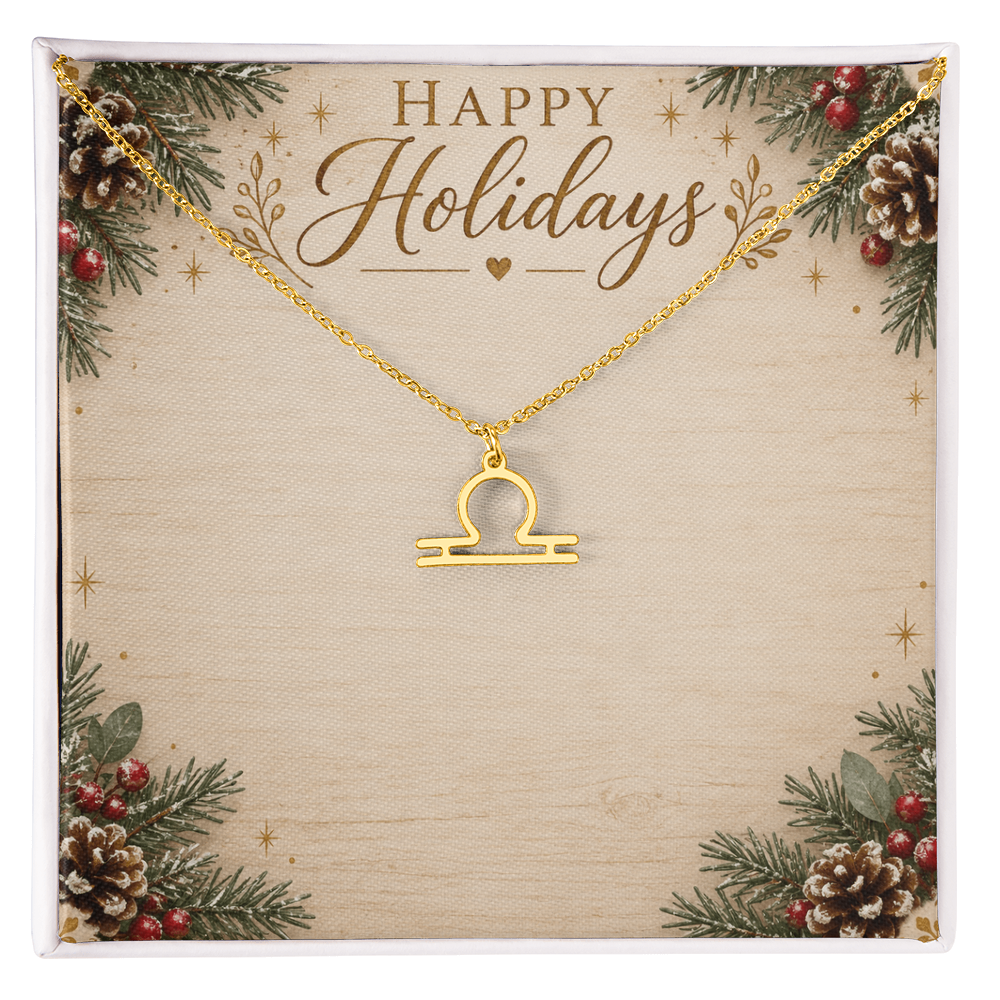 Zodiac Pendant Holiday Gift - Happy Holidays Astrology Necklace with Luxury Message Card
