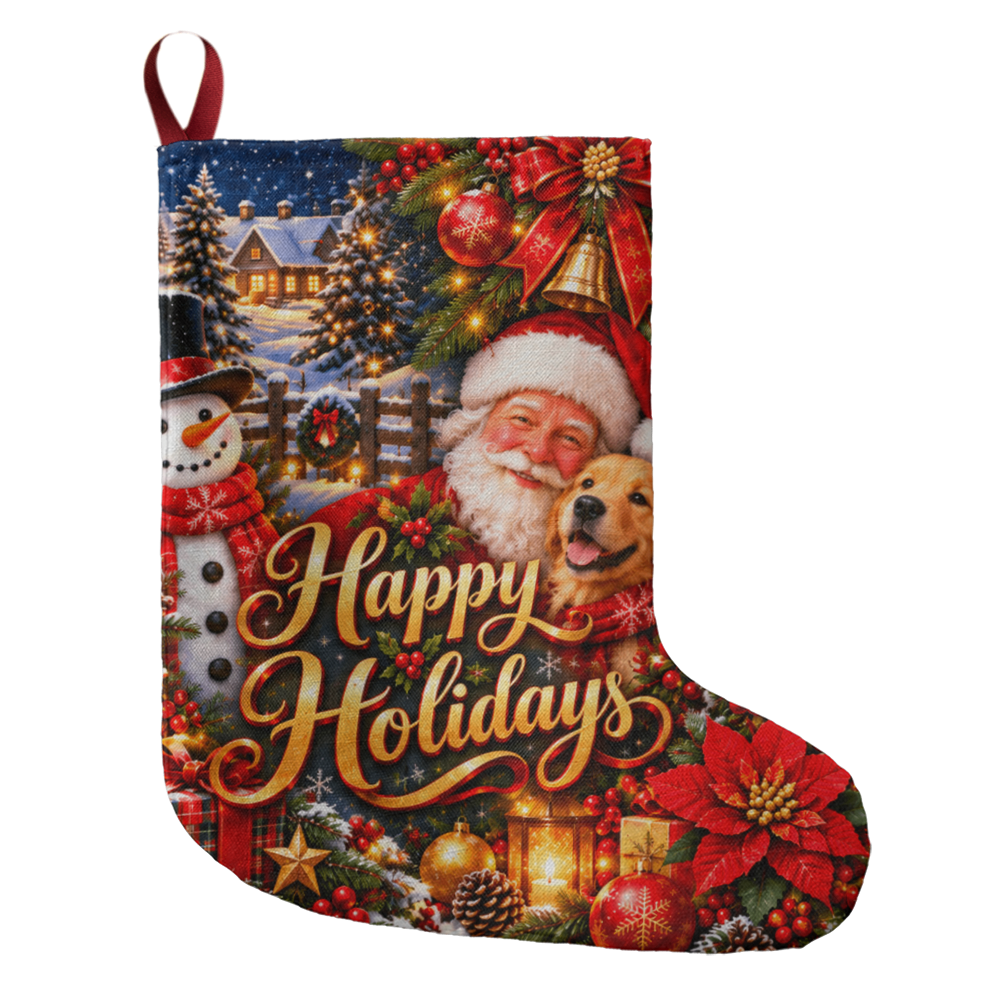 Happy Holiday Giant Holiday Stocking – Fun Christmas Gift Stocking Decor